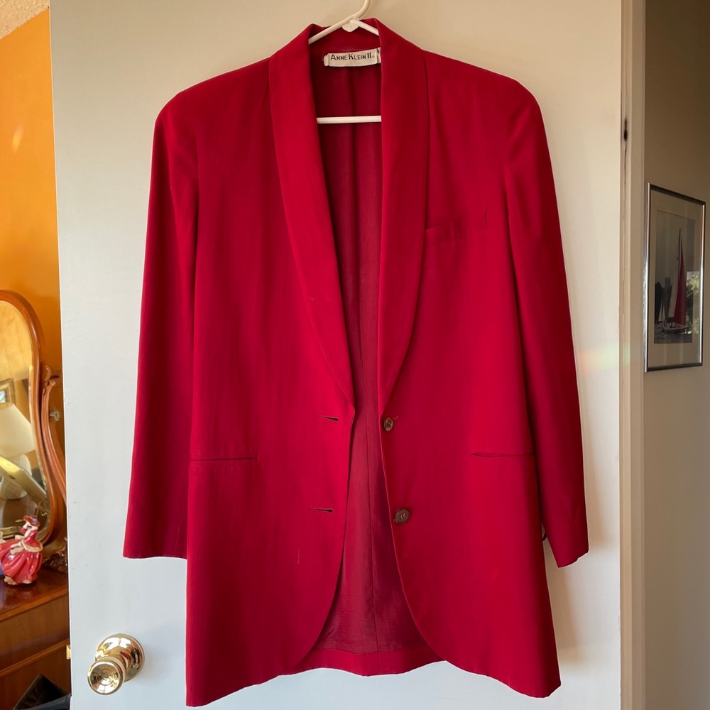 Anne Klein deep red oversized vintage blazer 2 buttons size 4